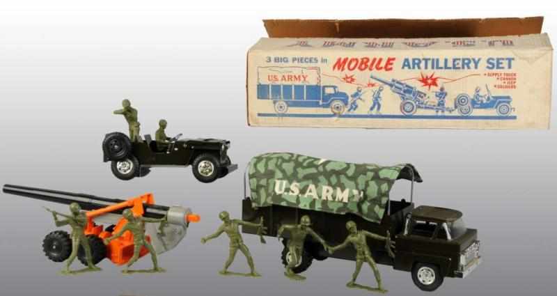 Appraisal: Plastic Marx US Army Mobile Toy Artillery Set Description American