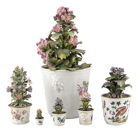 Appraisal: Group of Porcelain Floral Topiaries Estimate -