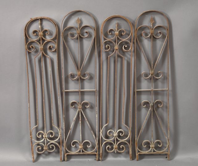 Appraisal: Collection of Ten Antique Wrought-Iron Fence Panels late th century