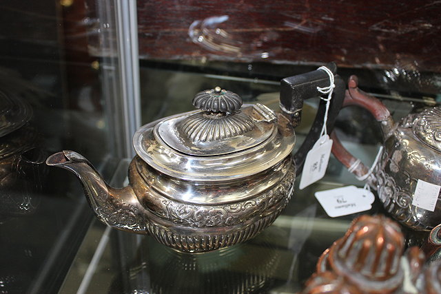 Appraisal: A SILVER TEAPOT with ebony handle and finial and marks