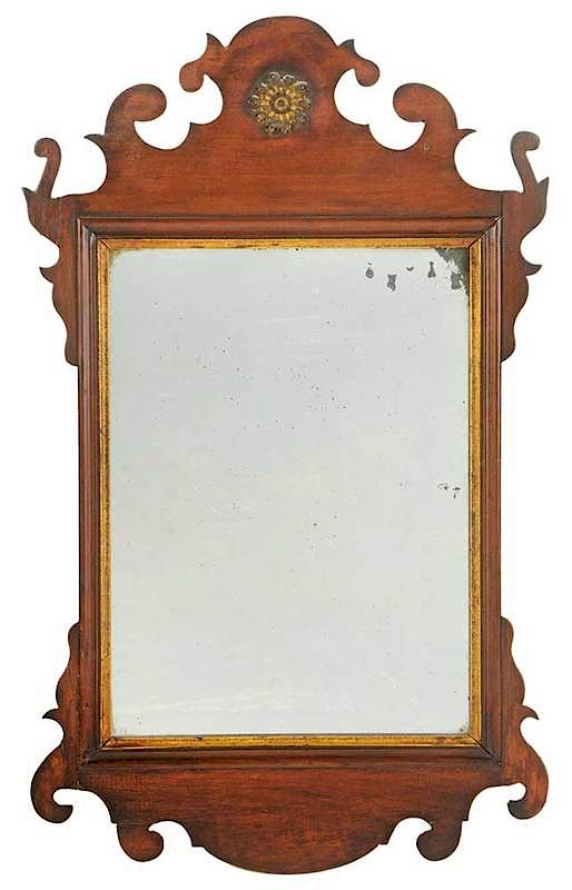 Appraisal: Diminutive Chippendale Walnut Mirror American late th early th century