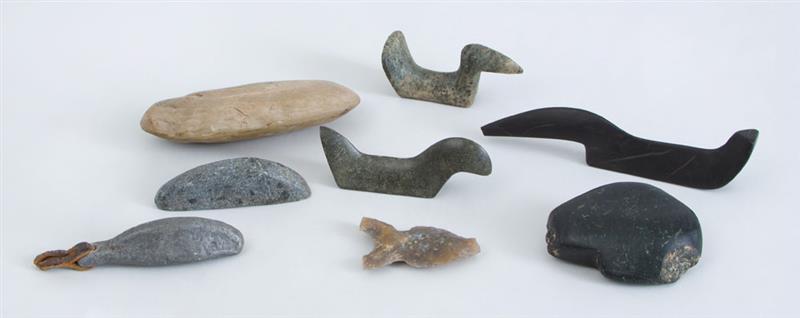 Appraisal: COLLECTION OF SEVEN SHAPED STONE TOOLS Including hand axes and