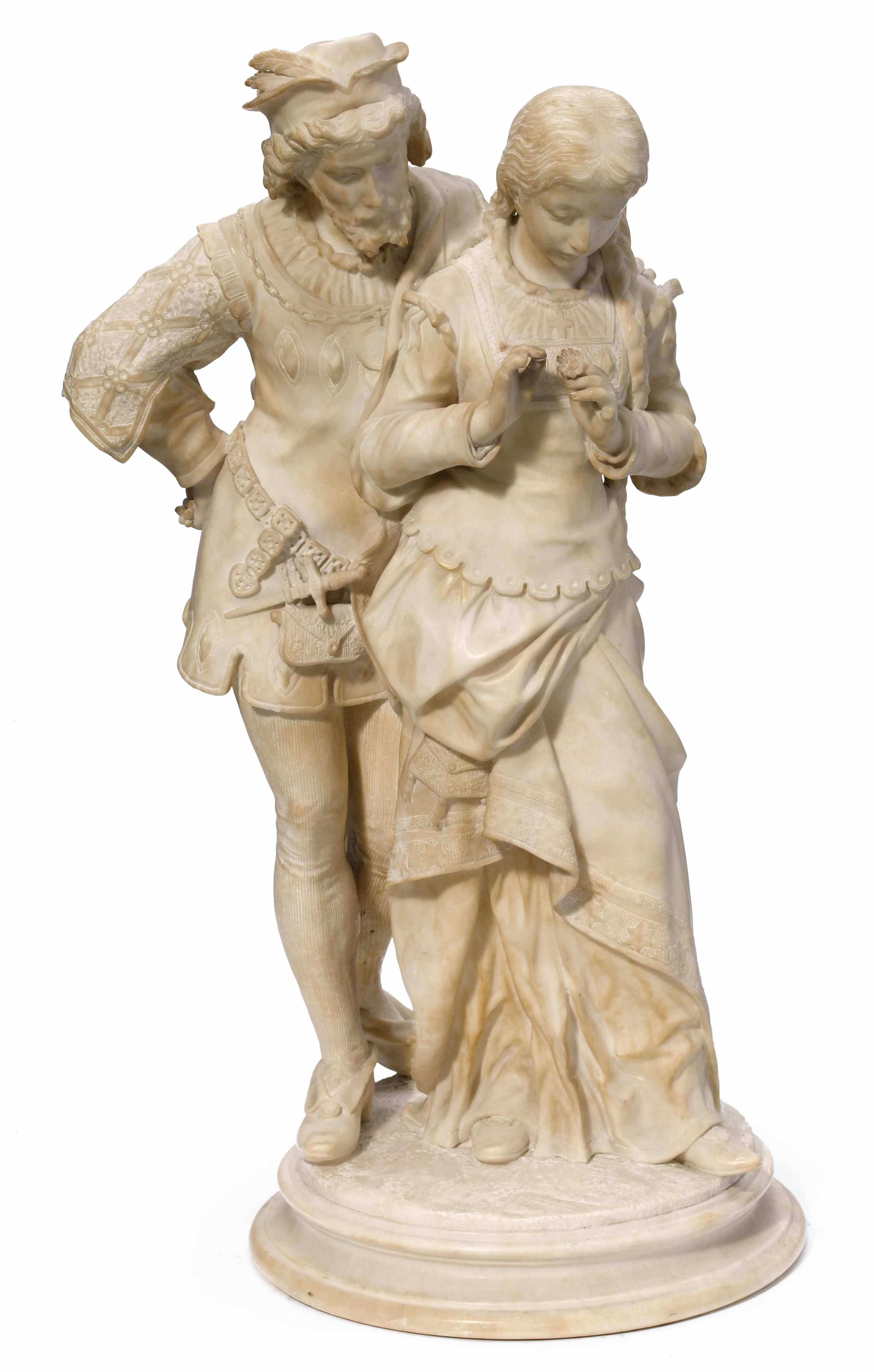 Appraisal: An Italian carved alabaster figural group circa Modeled as a