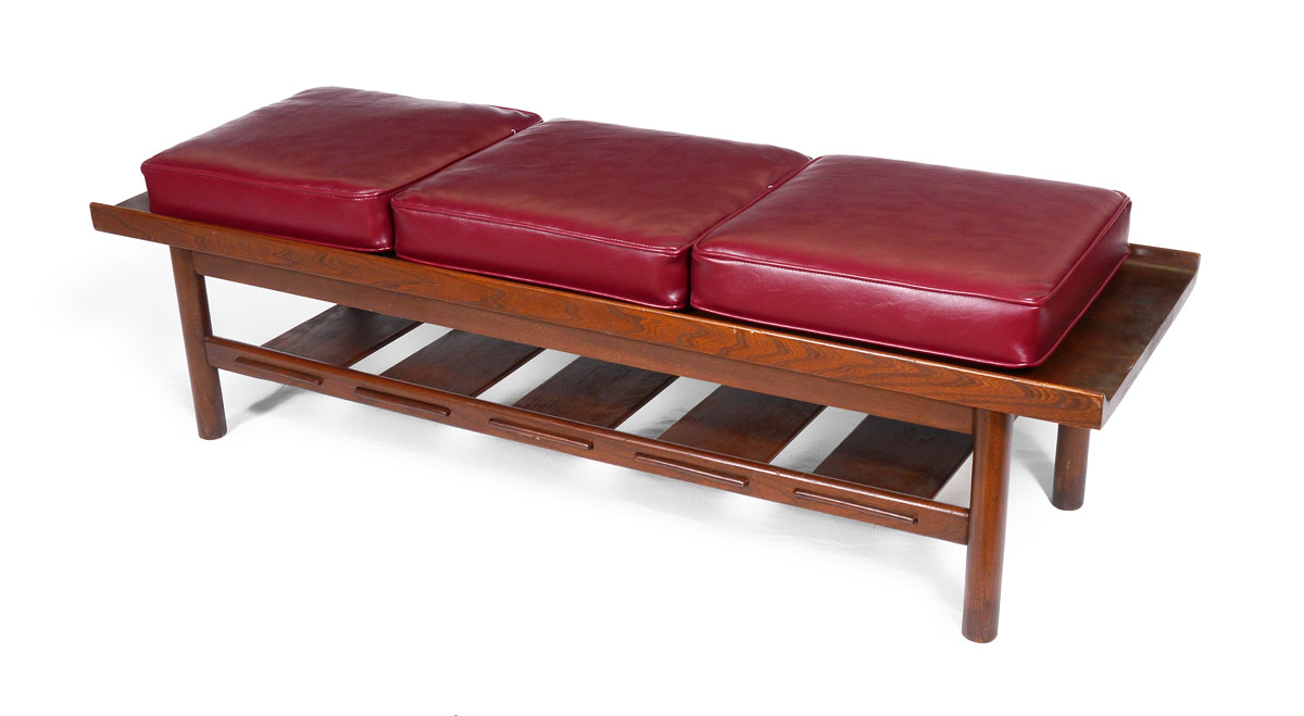 Appraisal: LAWRENCE PEABODY FOR NEMSCHOFF TABLE BENCH Mid Century walnut two