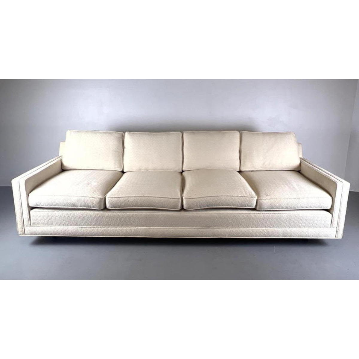 Appraisal: Long Harvey Probber Style Sofa Couch wood legs --- Condition