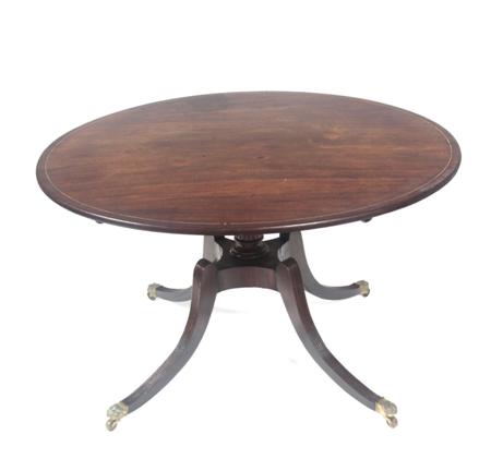 Appraisal: A Regency mahogany breakfast table the brass strung circular top