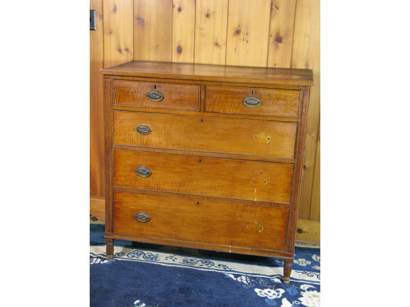 Appraisal: Sheraton Chest of Drawers American th c tiger maple with