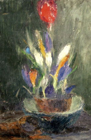 Appraisal: Bloomsbury School early-mid th century- Floral study oil on canvas