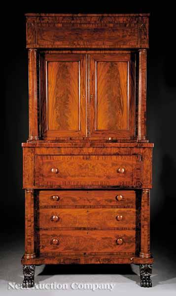 Appraisal: An American Classical Mahogany Secretary Bookcase in the Gothic Taste