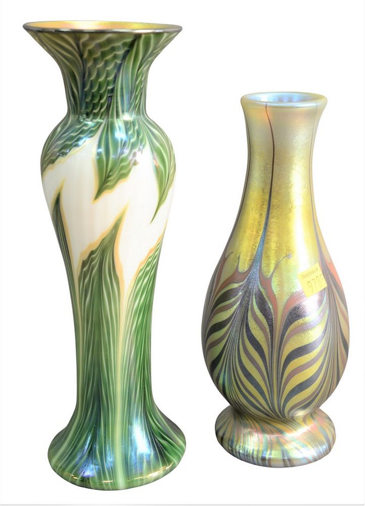 Appraisal: Two Lundberg Art Glass Vases heights and inches Two Lundberg