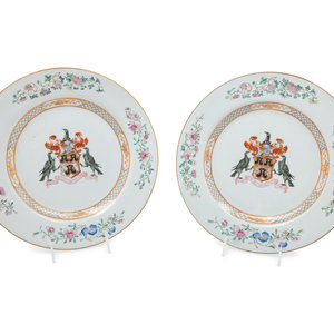 Appraisal: A Pair of Chinese Export Porcelain Armorial Chargers Bearing the