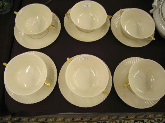 Appraisal: Set of Lenox China Cream Soups with underplates gold trim