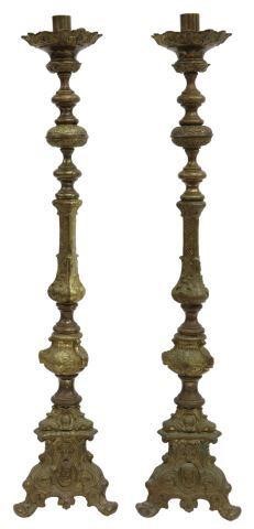 Appraisal: pair Vintage brass candleholders first half th c the shaped