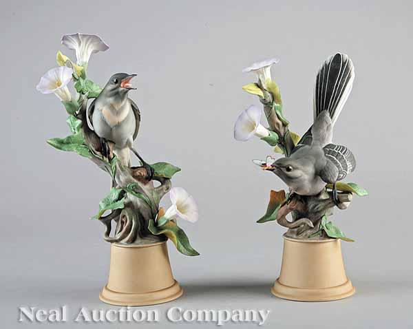 Appraisal: Two Boehm Porcelain Mockingbird Figures no stamped signed one height