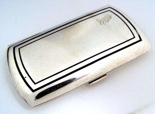 Appraisal: FRENCH K W DECO STERLING CIGARETTE CASE Deco design with