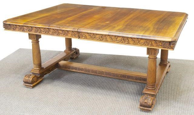 Appraisal: French Henri II style walnut extension dining table late th