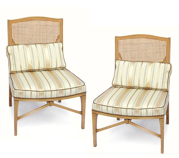 Appraisal: A pair of mid-century modern caned back and upholstered side