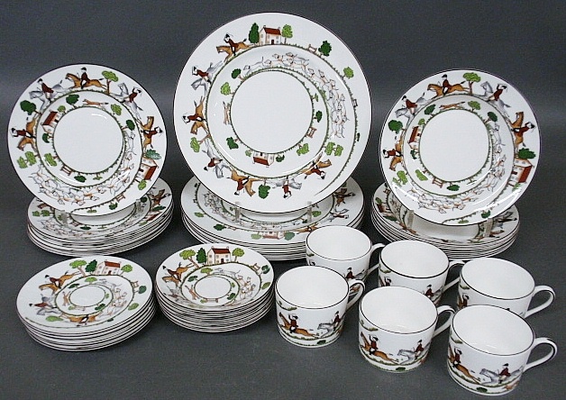 Appraisal: - Set of Wedgwood Hunting Scene bone china- six each