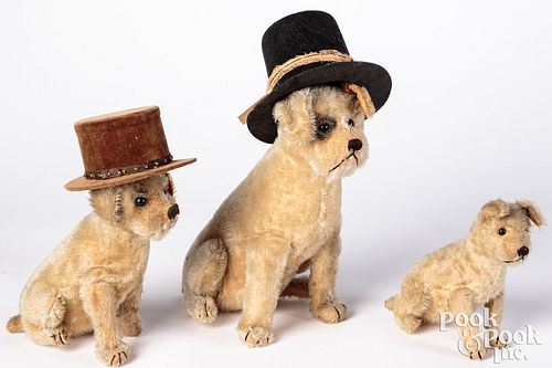 Appraisal: THREE STEIFF MOHAIR COVERED DOGSThree Steiff mohair covered dogs with