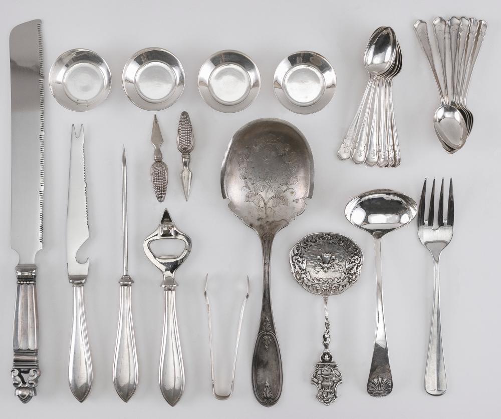 Appraisal: TWENTY PIECES OF STERLING AND COIN SILVER FLATWARE APPROX TOTAL