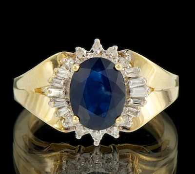 Appraisal: A Ladies' Sapphire and Diamond Ring k yellow gold ring