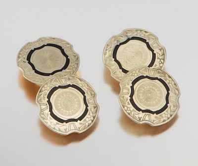 Appraisal: A Pair of Art Deco Cufflinks k rose and white