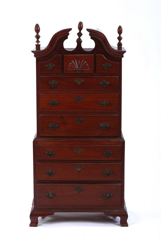 Appraisal: FEDERAL STYLE MAHOGANY DIMINUTIVE CHEST-ON-CHEST th century Upper case with