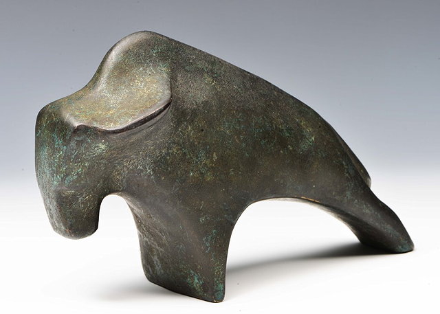 Appraisal: A BRONZE ART DECO STYLE MODEL OF A BULL cm