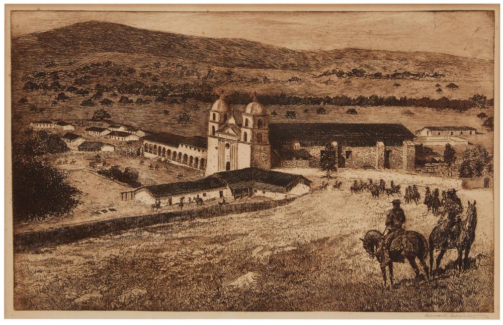 Appraisal: Edward Borein - Santa Barbara CA Mission Santa Barbara No