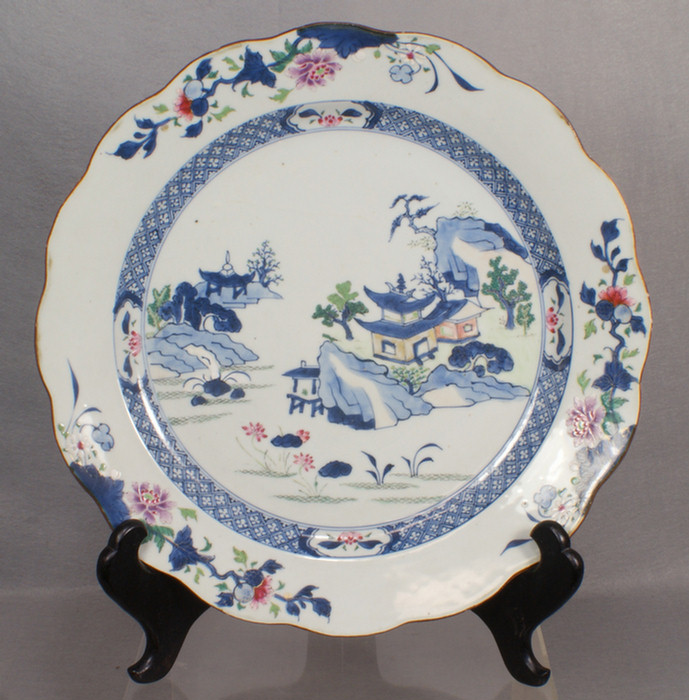 Appraisal: Chinese export porcelain large charger d underglaze blue with Famille