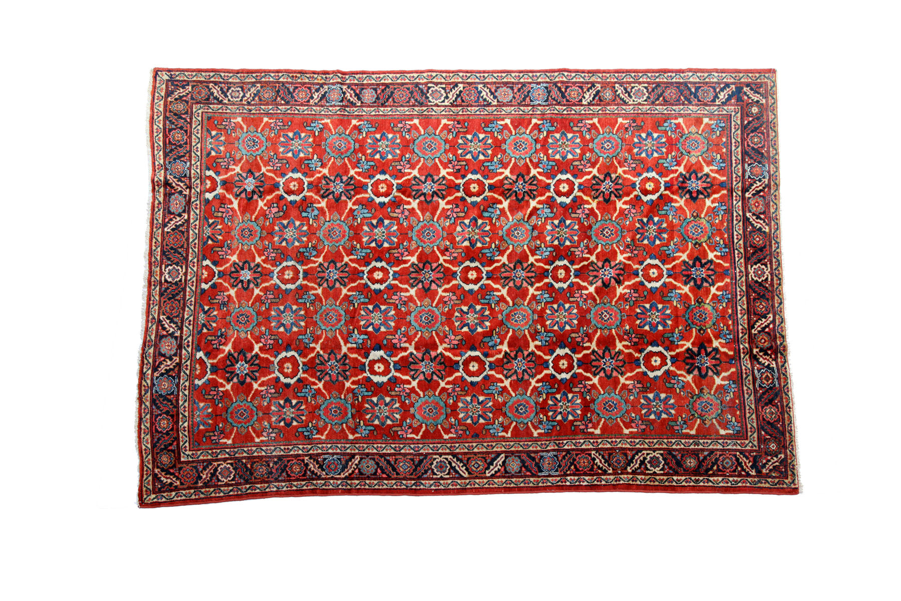 Appraisal: ORIENTAL RUG Mahal Interlocking floral design on red ground '