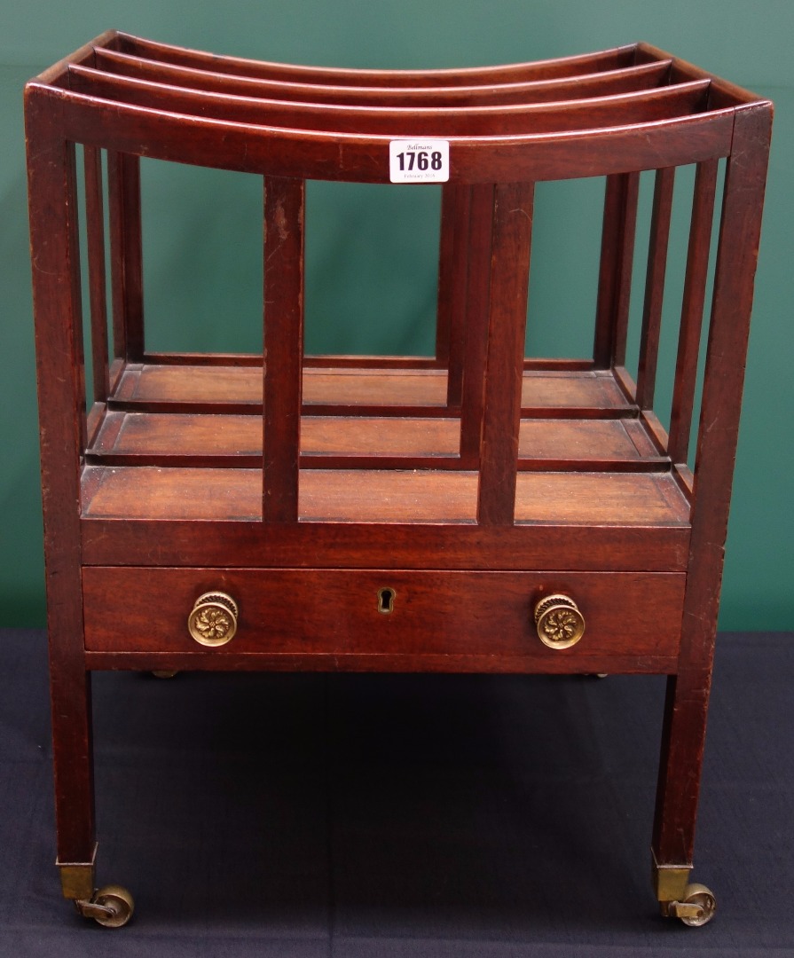 Appraisal: A George III and later mahogany Canterbury with three concave