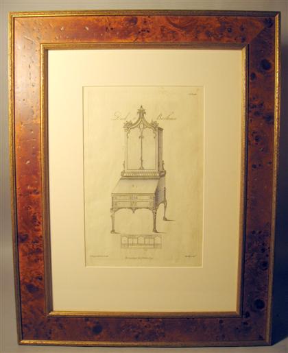 Appraisal: English engraved print of a 'Desk Bookcase' thomas chippendale plate