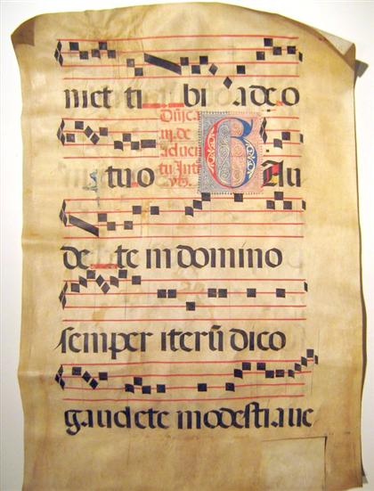 Appraisal: pieces Manuscript Christian Church Choir Book Leaves on Parchment Ca