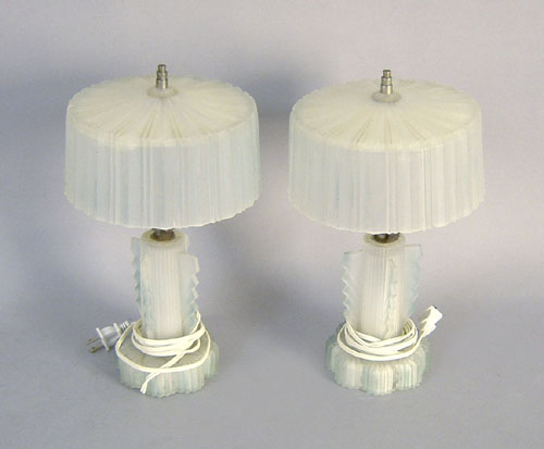 Appraisal: Pair of glass table lamps h together with a dresser