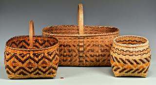 Appraisal: Cherokee Rivercane Baskets Incl Early th Cent st item Early