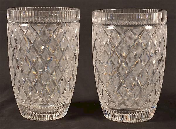 Appraisal: Pair of Waterford Cut Crystal Vases Pair of Waterford Cut