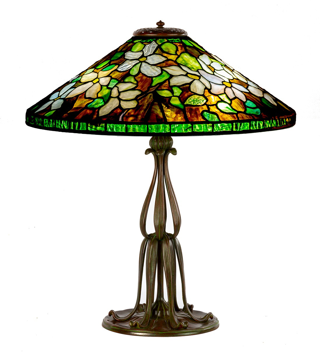 Appraisal: TIFFANY STUDIOS NEW YORK CLEMATIS TABLE LAMP circa leaded glass