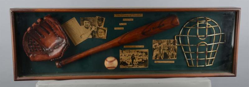 Appraisal: The History Of Baseball Shadow Box Display Featuring glove bat