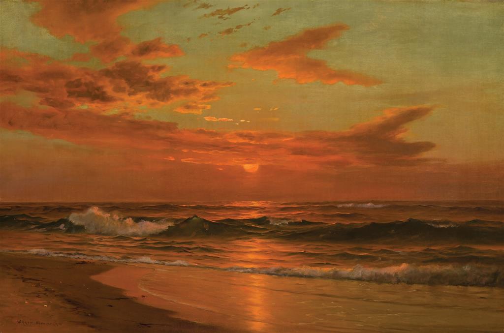 Appraisal: WARREN SHEPPARD American - Luminous Coastal Sunset oil on canvas