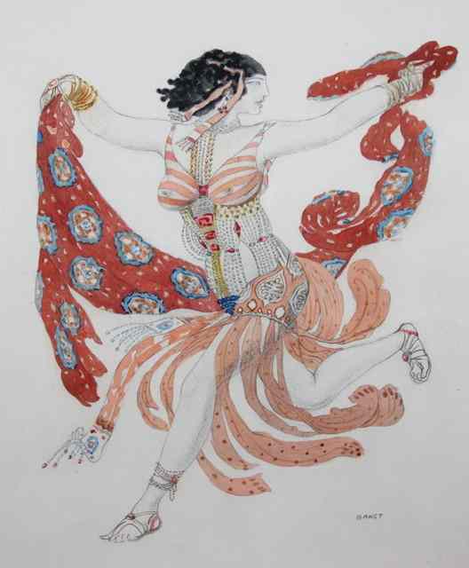 Appraisal: AFTER LEON BASKTA Ballet Russe dancer inscribed 'Bakst' pencil and