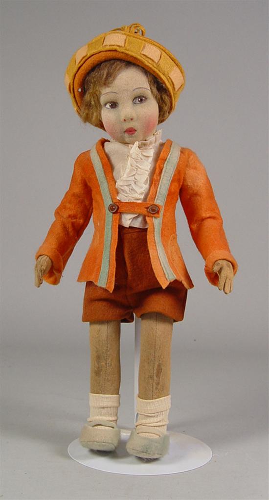 Appraisal: Lenci-Style Boy Doll Circa Brown side glancing eyes Nice coloration