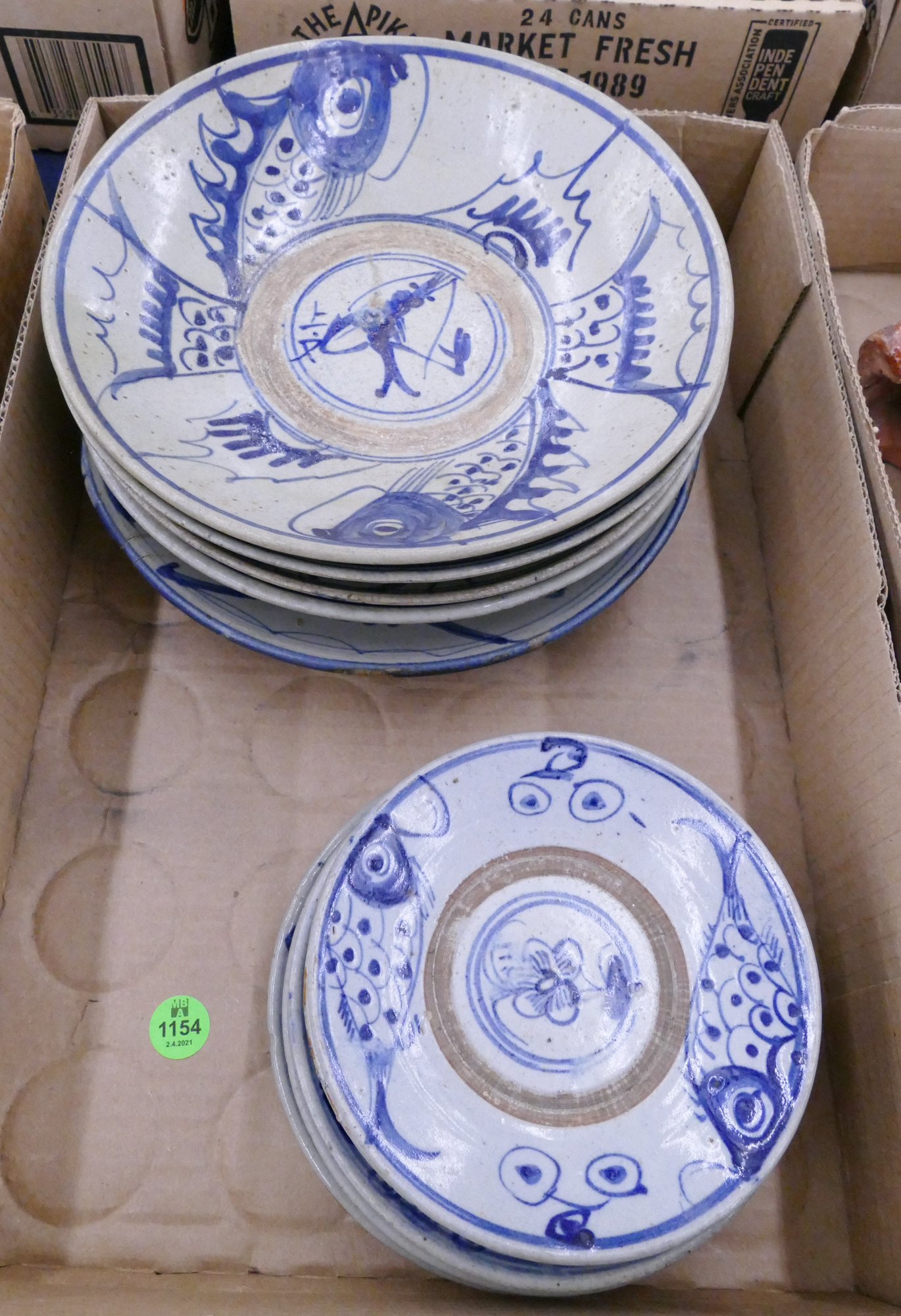 Appraisal: Box pc Chinese Kitchen Qing Fish Dishes- '' to ''