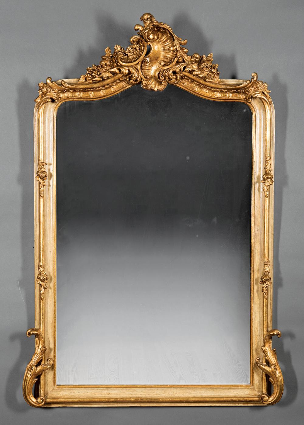 Appraisal: Louis XVI-Style Giltwood and Cr me Peinte Mirror early th