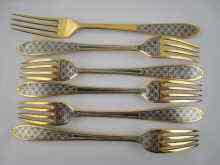 Appraisal: Six Soviet Russian parcel gilt silver forks wt oz