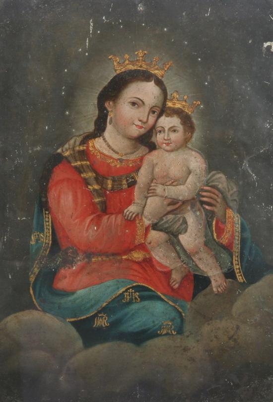 Appraisal: MEXICAN SCHOOL early th century VIRGIN WITH CHILD oil on