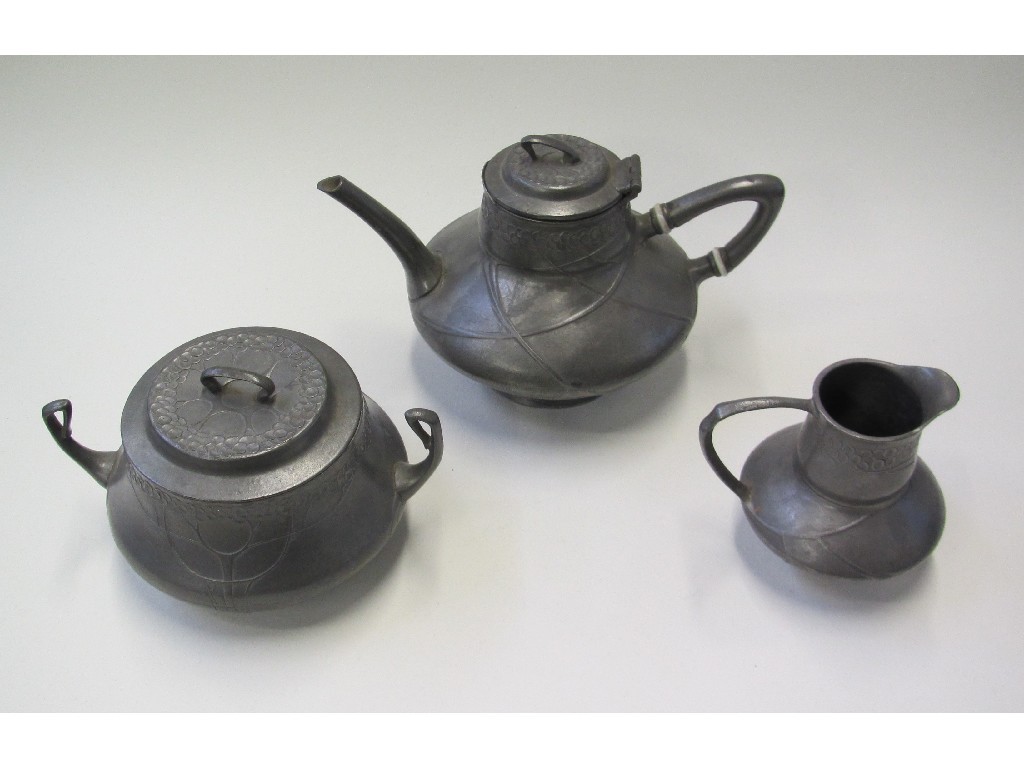 Appraisal: Art Nouveau pewter three piece teaservice by Urania