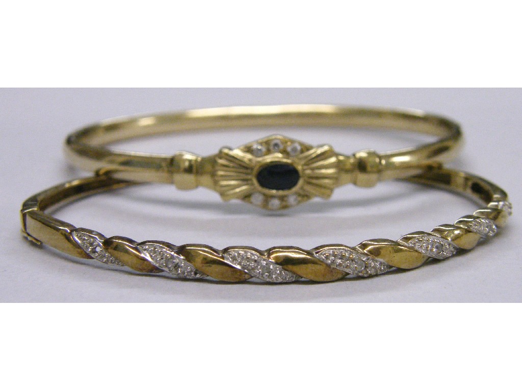 Appraisal: ct diamond set bangle and another stone set ct bangle