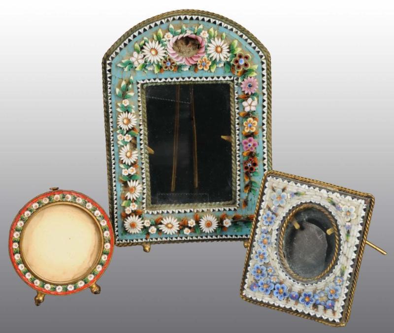 Appraisal: Lot of Antique Miniature Frames Description All have mosaic inlay