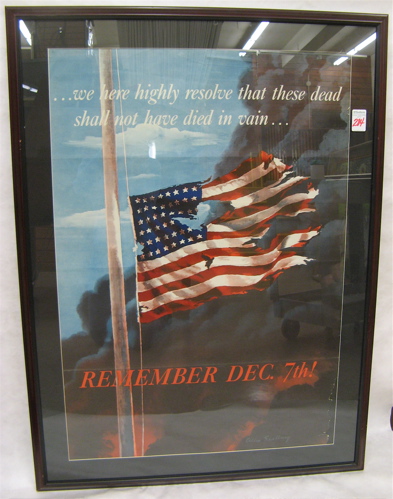 Appraisal: WORLD WAR II COLOR POSTER Remember Dec th a tattered